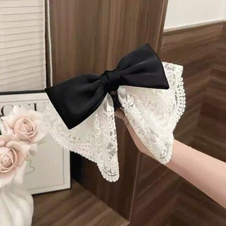Kẹp tóc ren bản xoè to công chúa màu kem cho nữ phong cách tiểu thư Y057