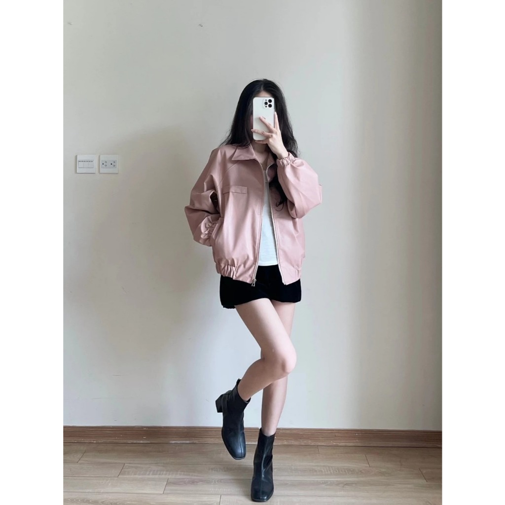 Áo Khoác Da Form Dáng Rộng Boxy 1 Lớp Miha Studio
