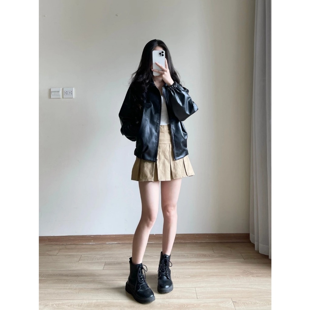 Áo Khoác Da Form Dáng Rộng Boxy 1 Lớp Miha Studio