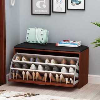 Tủ giày gỗ MDF Tiến Phát cánh lật cao cấp, tủ giày thông minh 3 ngăn kết hợp nệm ghế ngồi tiện ích