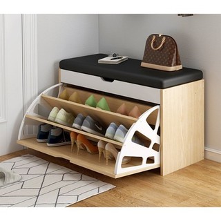 Tủ giày gỗ MDF Tiến Phát cánh lật cao cấp, tủ giày thông minh 3 ngăn kết hợp nệm ghế ngồi tiện ích