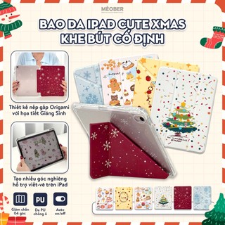 Bao da iPad Cute Origami/Gập 3 XMAS khe bút cố định gấp xếp cho Pro 11, Mini 6/7, Air 4/5/6/7, Gen7/8/9/10/11, Pro M4 by