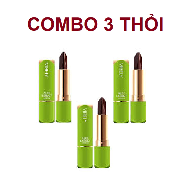 3 thỏi _ Combo 3 thỏi Son dưỡng VIBELY nha đam, son dưỡng ẩm, khử thâm, lì lâu trôi 3in1