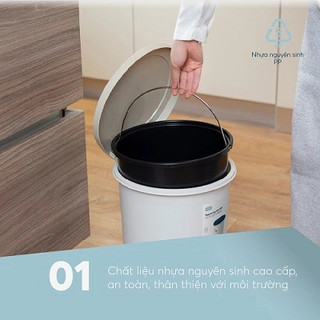 Thùng rác nhựa đạp chân nắp tròn Hiro Inochi – thiết kế nhỏ gọn tiện dụng cho nhà bếp và phòng làm việc