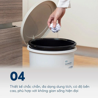 Thùng rác nhựa đạp chân nắp tròn Hiro Inochi – thiết kế nhỏ gọn tiện dụng cho nhà bếp và phòng làm việc
