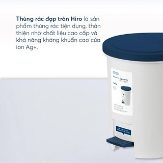 Thùng rác nhựa đạp chân nắp tròn Hiro Inochi – thiết kế nhỏ gọn tiện dụng cho nhà bếp và phòng làm việc