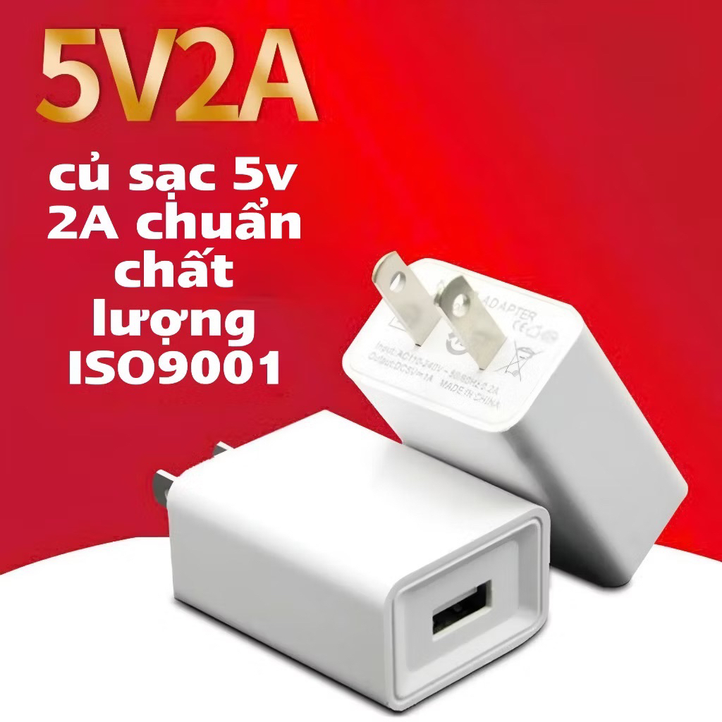 GIẢM 40% Củ sạc và Dây Cáp Sạc Thường 5W Cục Sạc 2V và Cáp Sạc 1A dùng điện thoại, tai nghe tránh chai pin, nóng máy