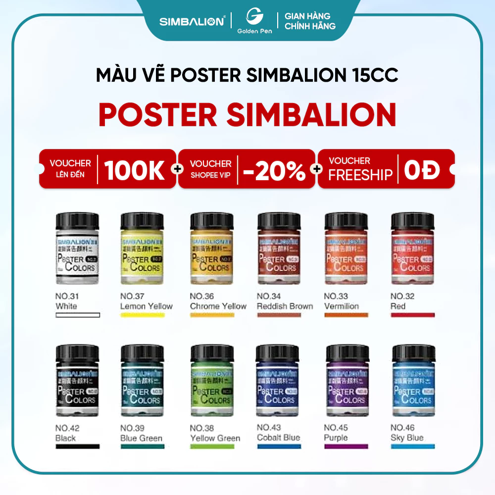 Màu vẽ Poster Simbalion 15CC 36 màu đẹp tự nhiên vẽ được lên mọi chất liệu
