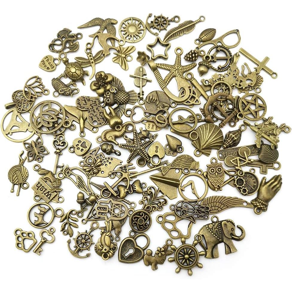 Set 25 Mặt Vòng cổ/Vòng Tay/Charm Mạ đồng