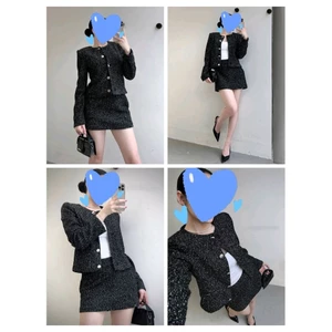 Set áo và chân váy ngắn dạ tweed mềm Mng0* bigsize - dư xịn.