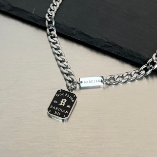 SNUOFO - Dây chuyền mặt chữ may mắn bằng thép titan dành cho nam và nữ dây đeo áo len độc đáo phụ kiện áo hoodie cá tính
