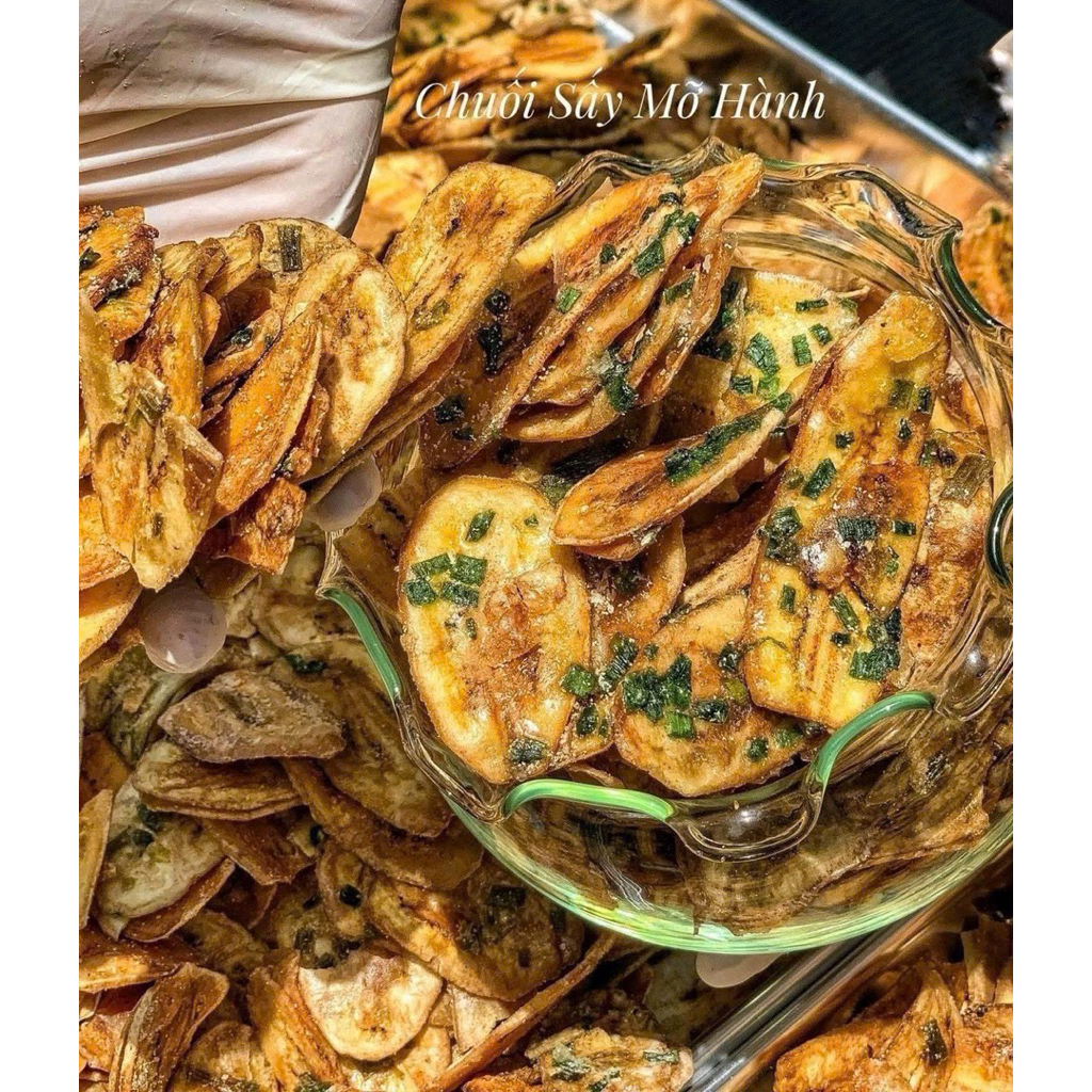 Chuối sấy mỡ hành 350gr giòn rụm thơm béo Ăn Vặt Su Xoắn