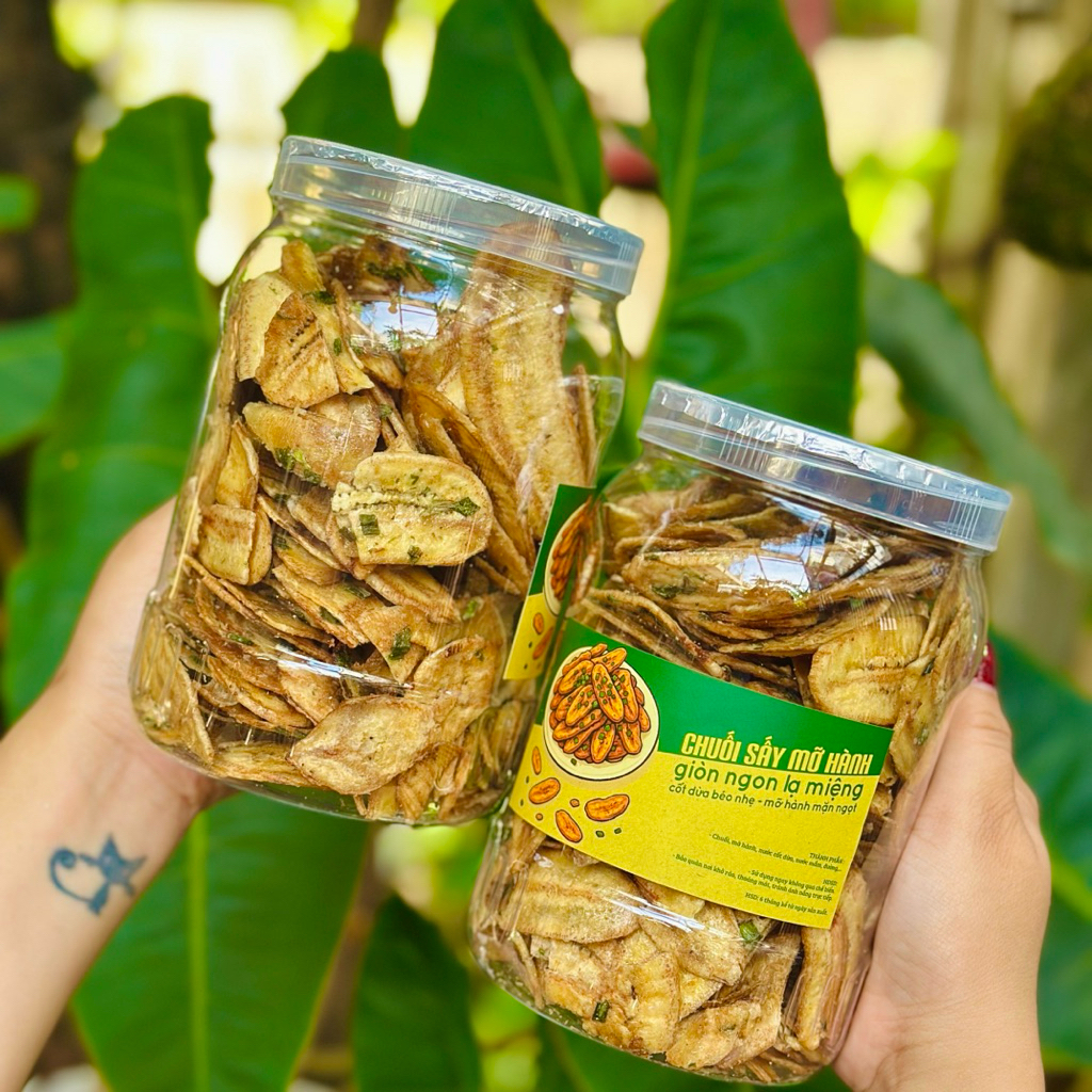 Chuối sấy mỡ hành 350gr giòn rụm thơm béo Ăn Vặt Su Xoắn