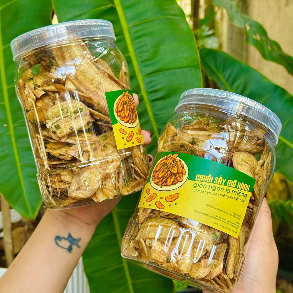 Chuối sấy mỡ hành 350gr giòn rụm thơm béo Ăn Vặt Su Xoắn