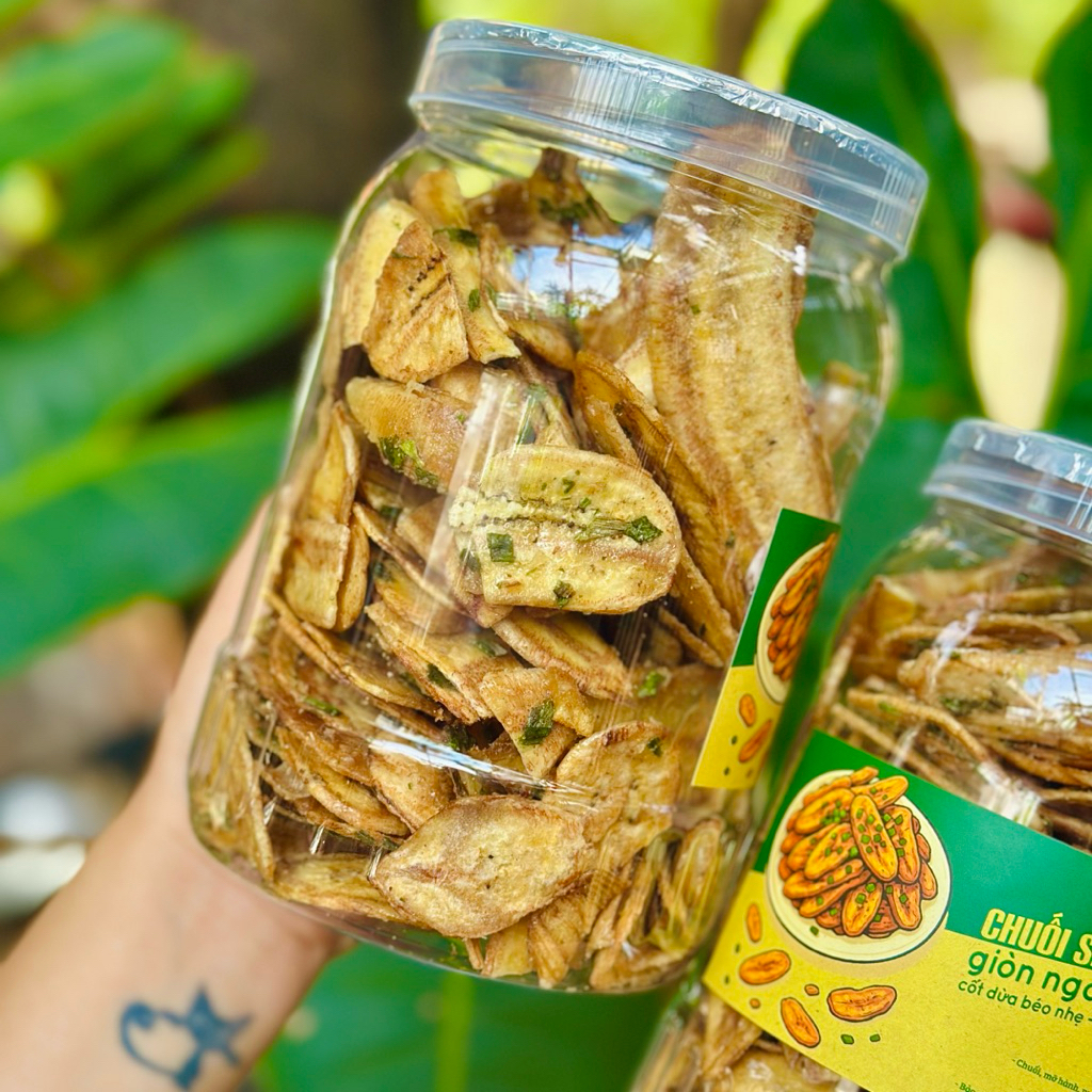 Chuối sấy mỡ hành 350gr giòn rụm thơm béo Ăn Vặt Su Xoắn