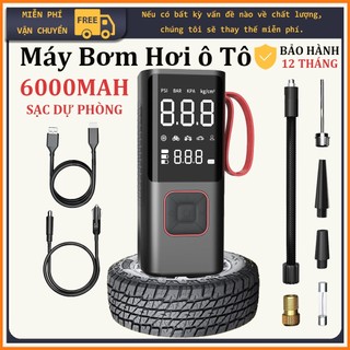 Máy Bơm Lốp Không Dây 6000mAh, Vừa Là Sạc Dự Phòng Di Động, Màn Hình Kép Số SIÊU SÁNG, Đo Áp Suất Chính Xác