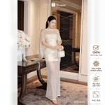 Đầm dạ tiệc sang trọng Khiết Style, thiết kế lưới sequin đính hoa đá lấp lánh & cape tơ phủ thanh lịch KD444 — ảnh 1
