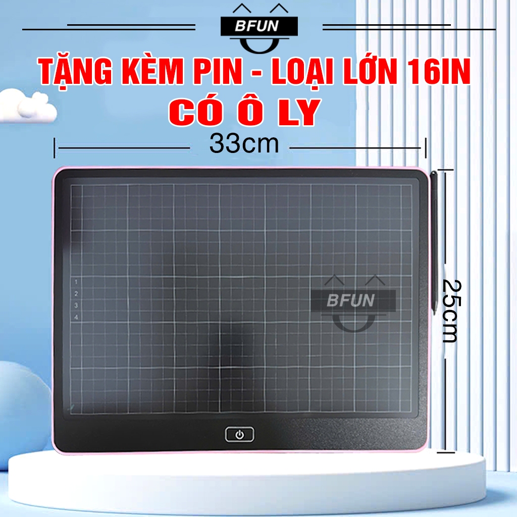 Bảng Viết Tự Xóa LCD Loại Lớn 16inch/12inch Có  Ly - Bảng Vẽ Điện Tử Thông Minh  Chơi Cho Bé Bfun