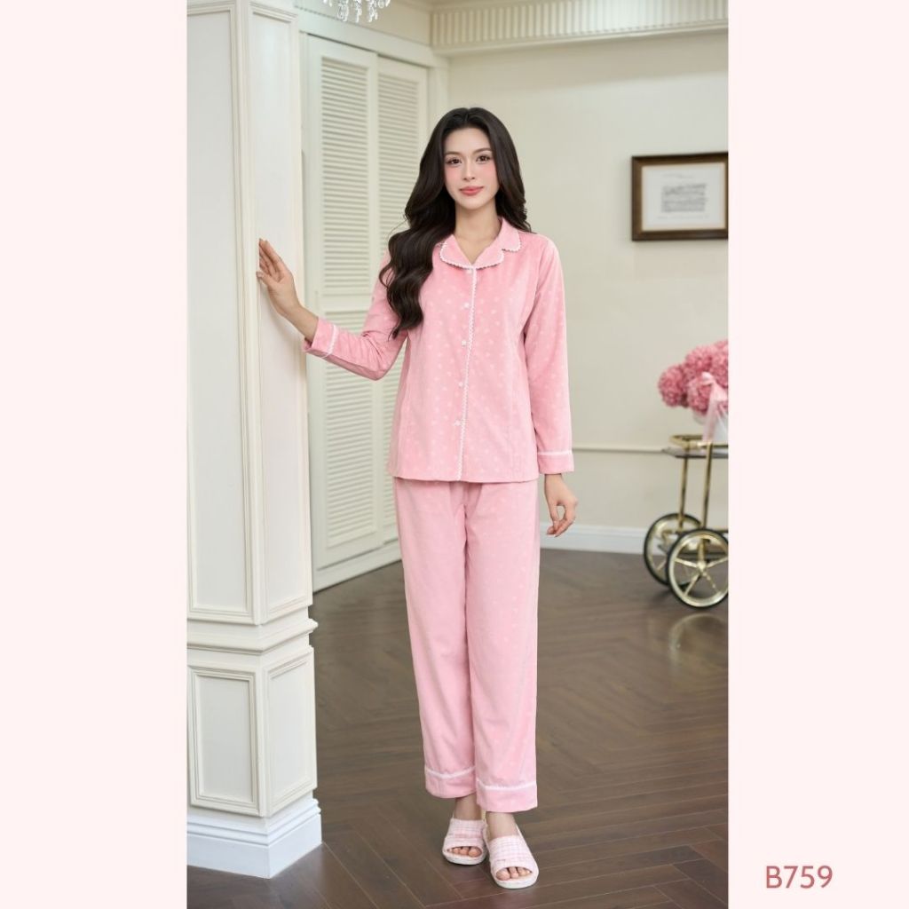 BỘ THU ĐÔNG chất nhung tuyết dày dặn ấm áp thoải mái xinh xắn, mặc được bầu và thường - B759 B2MUM