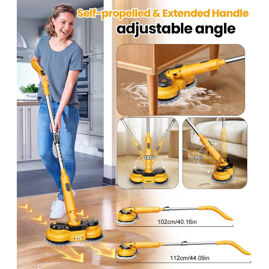 Chổi Cọ Điện Đa Năng Bàn Chải Lau Sàn Điện Hai Đầu 8 Đầu Cọ Thay Thế Pin 67 Phút Làm Sạch Hiệu Quả
