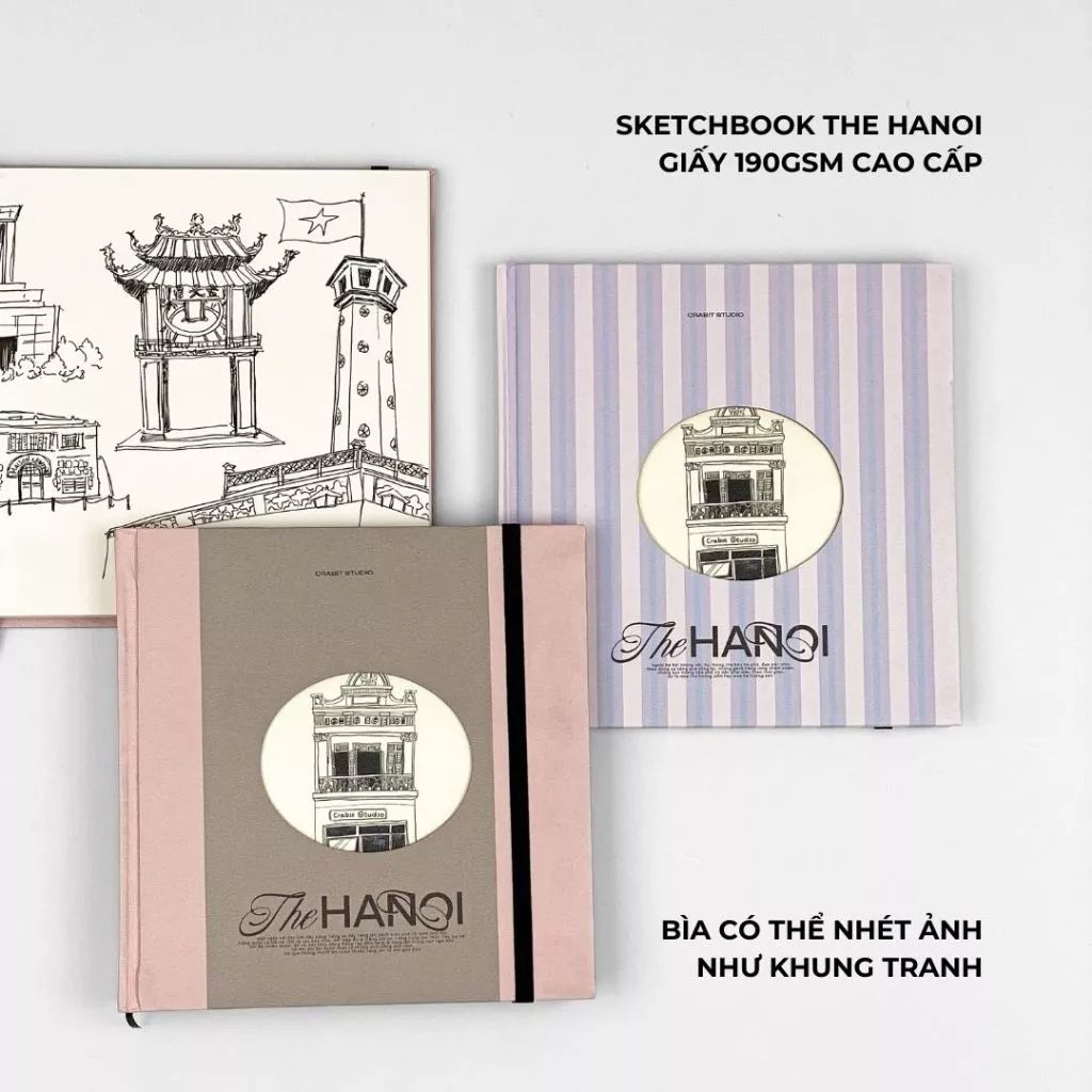 Sketchbook sổ vẽ phác thảo 190gsm khổ a4 a5 vuông Crabit Skectbook Ribbon Coquette
