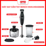 [CHÍNH HÃNG] Máy Xay Cầm Tay Bosch 600W 1 mức tốc độ Màu đen Nhỏ gọn Tiện lợi Dễ vệ sinh Bảo Hành 24 Tháng HMH.MSM2650B — ảnh 3
