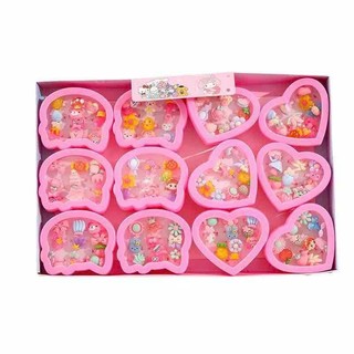 Set 2 hộp 24 nhẫn nhựa Họa Tiết Hoạt Hình Dễ Thương Cho Bé Gái