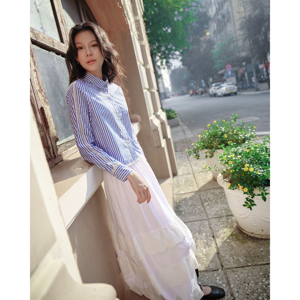 TheBlueTshirt - Chân váy midi dáng dài 3 tầng xoè bồng lưng chun có lớp lót bên trong - The Alley Midi Skirt