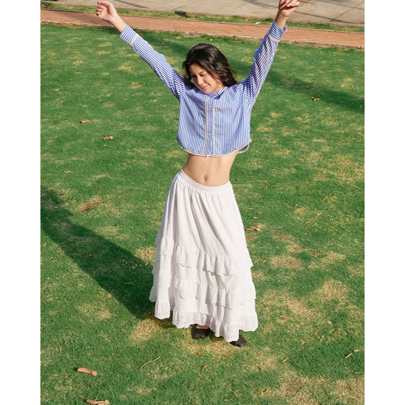 TheBlueTshirt - Chân váy midi dáng dài 3 tầng xoè bồng lưng chun có lớp lót bên trong - The Alley Midi Skirt
