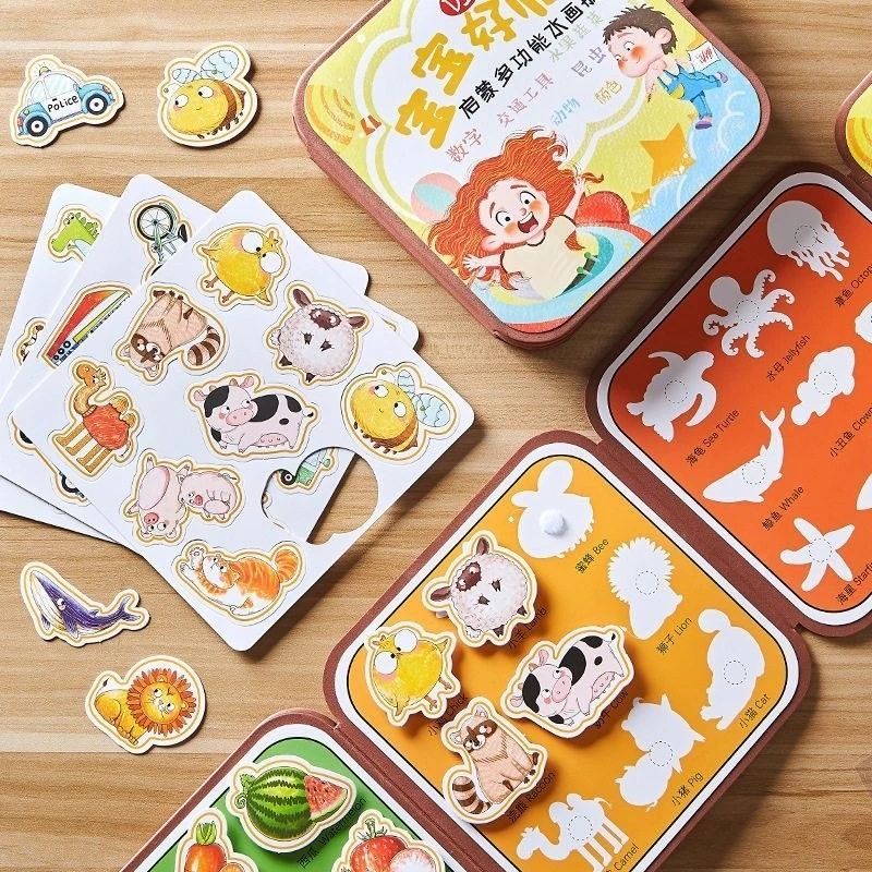 Sách bận rộn trẻ em, Sách hình ảnh nước ma thuật trẻ em, Sách giáo dục trẻ em 2-in-1 Đồ chơi giáo dục sớm đa chức năng