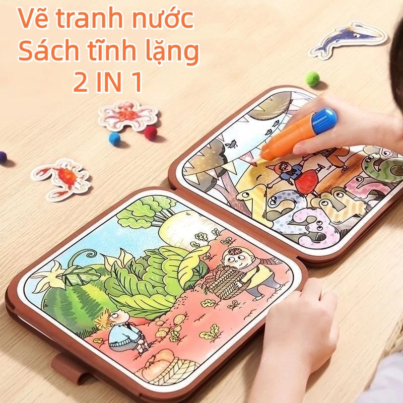 Sách bận rộn trẻ em, Sách hình ảnh nước ma thuật trẻ em, Sách giáo dục trẻ em 2-in-1 Đồ chơi giáo dục sớm đa chức năng