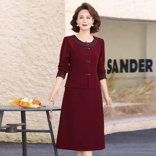 Đầm Dài Tay Thời Trang Thu Đông Thanh Lịch Cho Nữ Trung Niên VH71