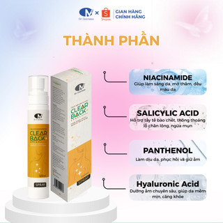 Xịt Giảm Mụn Lưng AHA Và BHA, Giảm Mụn Mông, Mụn Ngực, Mụn Cánh Tay, Viêm Nang Lông Dr Cosmess 120ml
