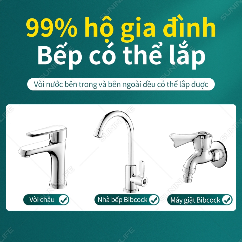 Bộ Lọc Nước Tại Vòi Rửa Bát Đa Năng - Đầu Vòi Tăng Áp Xoay 360 Độ, Lọc Sạch Cặn & Khử Clo
