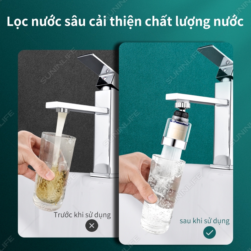Bộ Lọc Nước Tại Vòi Rửa Bát Đa Năng - Đầu Vòi Tăng Áp Xoay 360 Độ, Lọc Sạch Cặn & Khử Clo