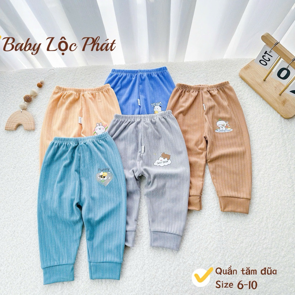 Combo 5 Quần Dài Chất Tăm Đũa Cho Bé - Đủ Size 3-18kg, Dày Dặn, Ấm Áp