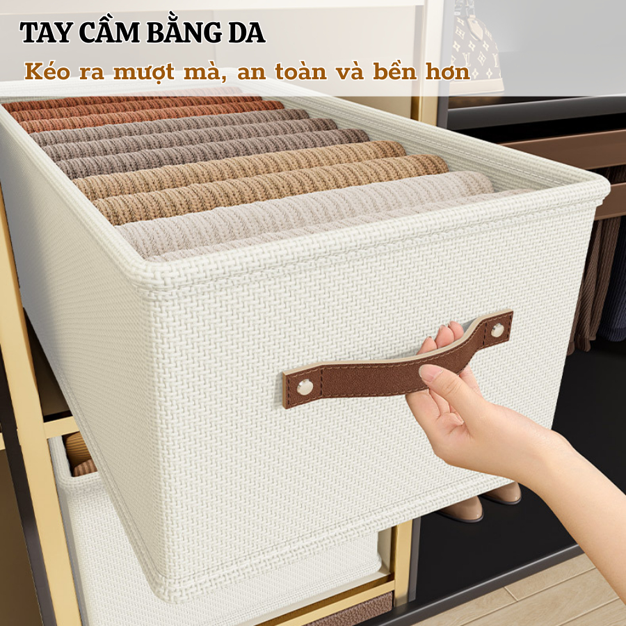 Hộp Vải Gấp Gọn Đựng Quần Áo ENODA HOME, Hộp Vải Oxford Khung Nhựa PP Cứng Cáp Đứng Form Lưu Trữ Đồ Ngăn Nắp HV011