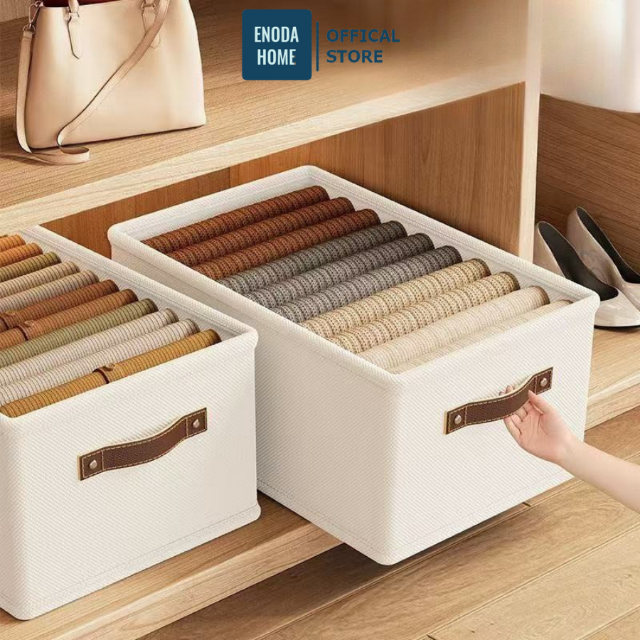 Hộp Vải Gấp Gọn Đựng Quần Áo ENODA HOME, Hộp Vải Oxford Khung Nhựa PP Cứng Cáp Đứng Form Lưu Trữ Đồ Ngăn Nắp HV011