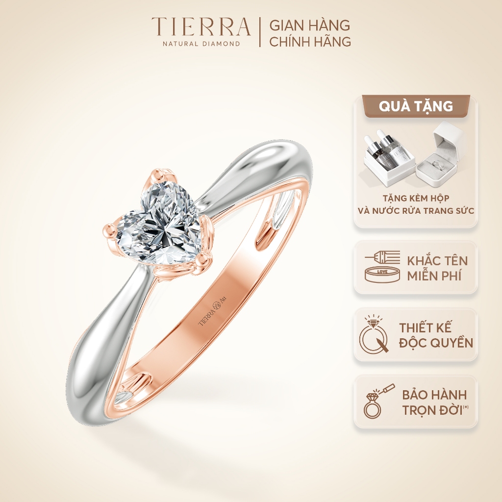 [CHAT TRƯỚC KHI ĐẶT] Nhẫn Cầu Hôn Tierra Sweet Pea NCH8413, Vàng 14K 18K, Chủ CZ Trái Tim, Lấy Cảm Hứng Từ Hoa Đậu Ngọt