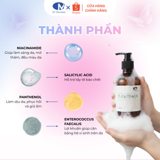 Sữa Tắm AHA BHA Giảm Mụn Lưng, Giảm Viêm Nang Lông, Ngừa Thâm, Ngăn Tuyến Bã Nhờn 300ml Dr Cosmess