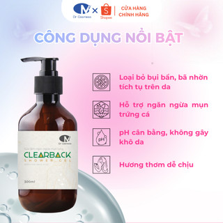 Sữa Tắm AHA BHA Giảm Mụn Lưng, Giảm Viêm Nang Lông, Ngừa Thâm, Ngăn Tuyến Bã Nhờn 300ml Dr Cosmess