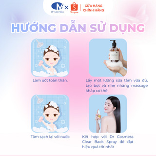 Sữa Tắm AHA BHA Giảm Mụn Lưng, Giảm Viêm Nang Lông, Ngừa Thâm, Ngăn Tuyến Bã Nhờn 300ml Dr Cosmess