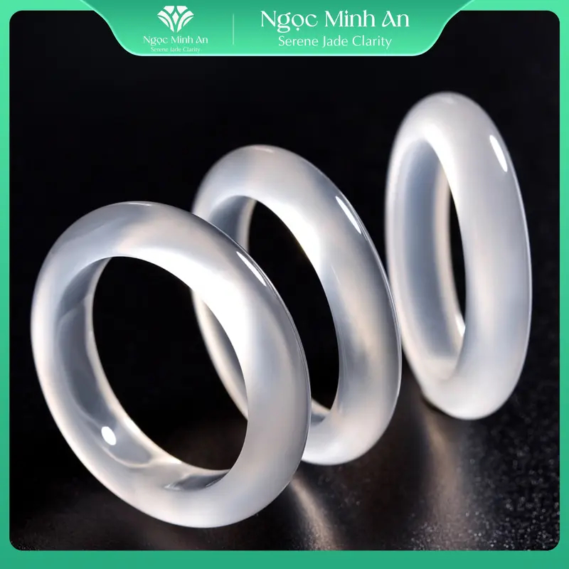 Nhẫn mã não bạch nguyệt quang nhẫn phong thủy nhiều size