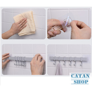 Thanh treo đồ dán tường,tủ quần áo, nhà bếp, có 6 móc chịu lực tiết kiệm diện tích GD263-MTSC-Thanh