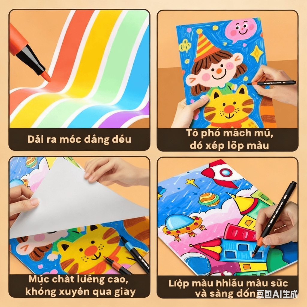 Bộ bút dạ acrylic đầu mềm, không độc hại, có thể giặt được, dùng cho đồ thủ công và dụng cụ vẽ tranh