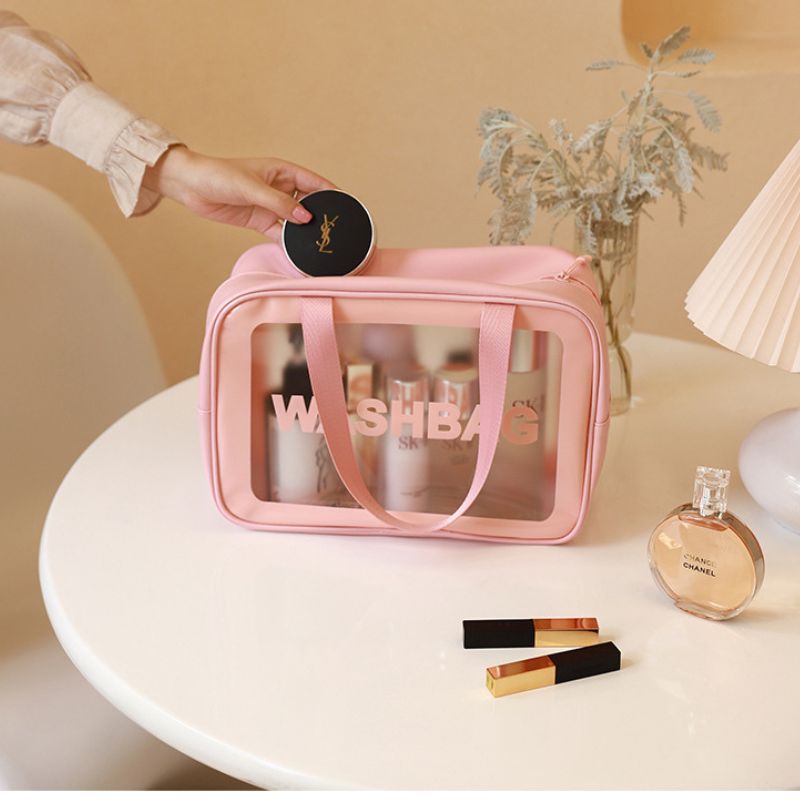 Túi Nhựa PVC Đựng Mỹ Phẩm 3 Size ENODA HOME, Túi Trong Suốt Đựng Đồ Đa Năng Có Khóa Kéo Quai Xách Tiện Lợi TuiPVC001