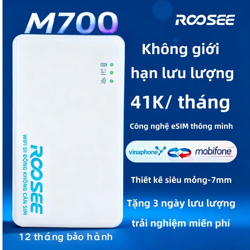 M700 Roosee Bộ Phát Wifi 4G cầm tay nhỏ gọn hỗ trợ sử dụng tốc độ cao thu phát wifi tốc độ cao Không cần lắp SIM