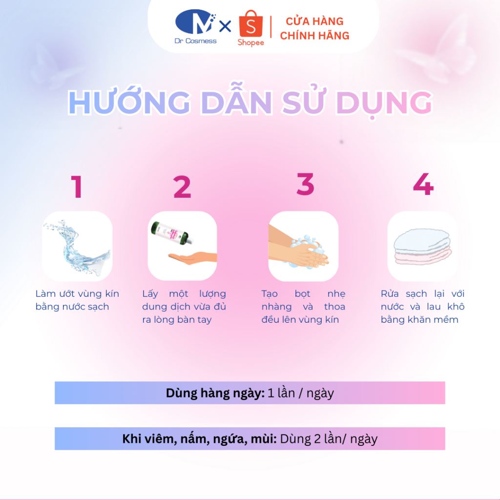 Dung Dịch Vệ Sinh Dr Cosmess Lành Tính An Toàn, Dịu Nhẹ, Ngừa Viêm Nhiễm, Ngăn Mùi Hôi, Cân Bằng PH