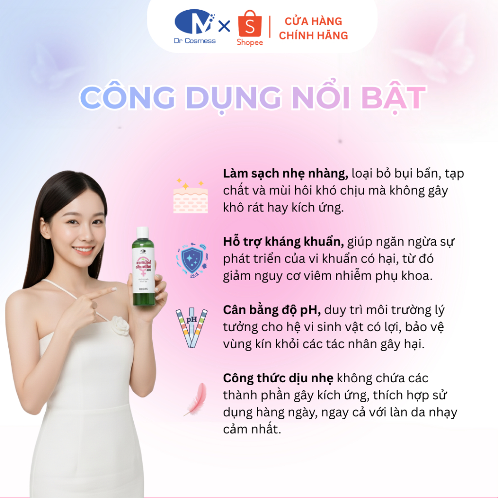Dung Dịch Vệ Sinh Dr Cosmess Lành Tính An Toàn, Dịu Nhẹ, Ngừa Viêm Nhiễm, Ngăn Mùi Hôi, Cân Bằng PH