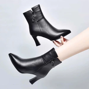 Giày Bốt Nữ Cao Cấp 7cm sang trọng lịch sự da mềm êm chân cực kì thoải mái-BotNu- Mã 24